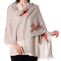 Wool shawl Bronze Chrysanthemum India