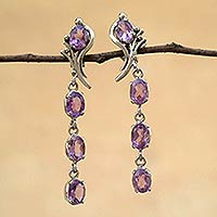 Amethyst dangle earrings Lilac Cascade India