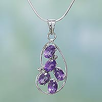 Amethyst pendant necklace Sweet Wisteria India