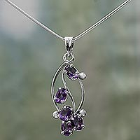 Amethyst floral necklace Wisteria Blossoms India