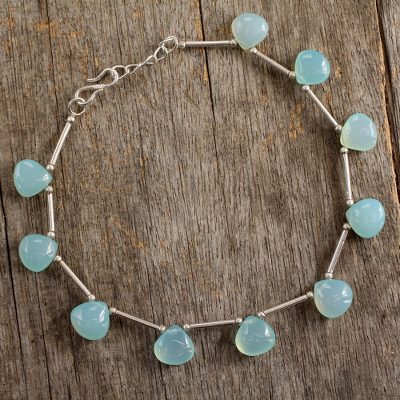 Chalcedony anklet, 'Aqua Magic' - Chalcedony anklet