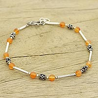 Carnelian anklet Glowing Orbs India