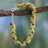 Peridot and tiger s eye beaded bracelet Nature s Majesty India