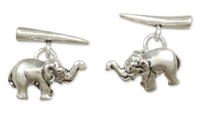 Sterling silver cufflinks, 'Silver Elephants' - Hand Crafted Men's jewellery Sterling Silver Cufflinks