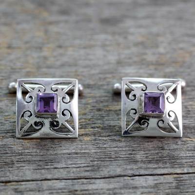 Amethyst cufflinks, Love Quadrant