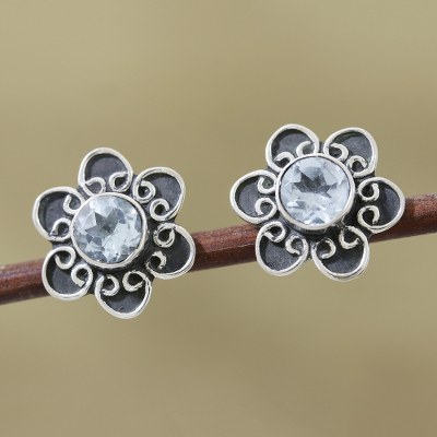Topaz earrings, Blue Blossom