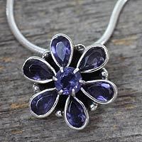 Iolite floral necklace,