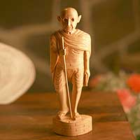 Wood sculpture Gandhi Father of a Nation India