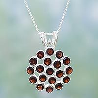 Garnet pendant necklace,