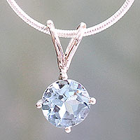 Topaz pendant necklace, 'Blue Lagoon' - Sterling Silver and Blue Topaz Necklace from India
