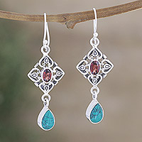 Garnet dangle earrings, 'North Star' - Garnet dangle earrings
