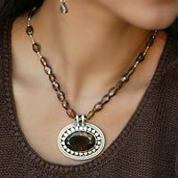 Smoky quartz pendant necklace,