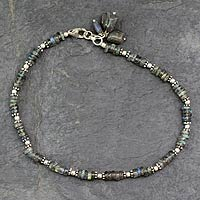 Labradorite anklet, 'Mystical Inspiration' - Labradorite Anklet Sterling Silver Handmade India