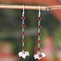 Garnet and moonstone earrings,