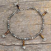 Labradorite and blue topaz anklet,