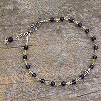 Amethyst and peridot anklet,