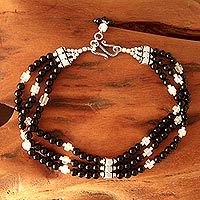 Onyx and moonstone anklet,