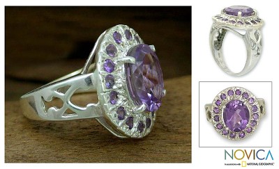 Handcrafted Sterling Silver Multi-Stone Amethyst Ring