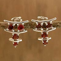 Garnet earrings, 'Scarlet Stars' - Garnet earrings