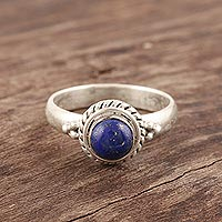 Lapis lazuli cocktail ring, 'Mystery' - Hand Made Sterling Silver and Lapis Lazuli Ring