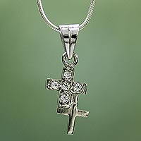 Sterling silver cross necklace, 'To Each a Cross' - Sterling silver cross necklace