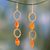Gold vermeil carnelian dangle earrings, 'Vibrant' - Women's Modern Vermeil and Carnelian Earrings thumbail
