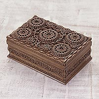 Walnut wood jewelry box Sunflower Mandalas India