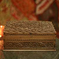 Walnut wood jewelry box Mystical Garden India