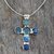 Labradorite cross necklace, 'Peace' - Labradorite Cross Sterling Silver Necklace thumbail