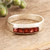 Garnet band ring, 'Quintet' - Square Cut Garnet Band RIng thumbail