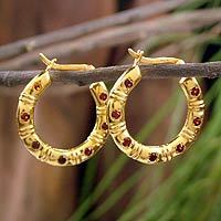 Gold vermeil garnet earrings,