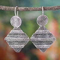 Sterling silver dangle earrings, 'Ripples' - Sterling silver dangle earrings
