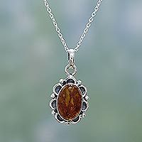 Amber pendant necklace,