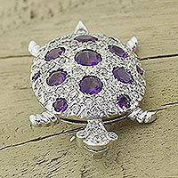 Amethyst and quartz brooch pin,