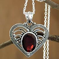 Garnet heart necklace,