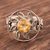 Citrine floral ring, 'Sunflower' - Unique Citrine and Silver Cocktail Ring thumbail