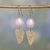 Gold vermeil pearl dangle earrings, 'Perfect Leaf' - Gold vermeil pearl dangle earrings thumbail