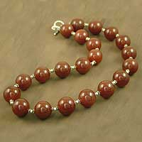 Carnelian strand necklace, 'Cinnamon' - Carnelian strand necklace
