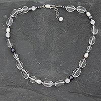 Pearl and quartz strand necklace,