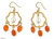 Gold vermeil carnelian chandelier earrings, 'Blossom' - Gold Vermeil Floral Earrings with Pearl and Citrine (image 2a) thumbail