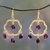 Gold vermeil garnet chandelier earrings, 'Blossom' - Handcrafted Vermeil and Garnet Earrings from India thumbail