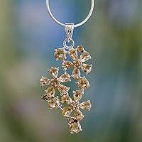 Citrine flower necklace, 'Sunshine Petals' - Citrine flower necklace