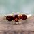 Gold vermeil garnet 3 stone ring, 'Rajasthani Princess' - Gold vermeil garnet 3 stone ring thumbail