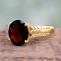 Gold vermeil garnet solitaire ring Royal Red India