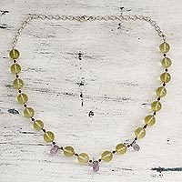 Amethyst and quartz pendant choker,