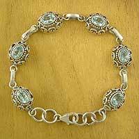 Blue topaz link bracelet,