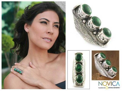 Artisan Crafted Sterling Silver and Malachite Ring