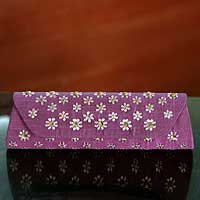 Silk clutch bag Violet Fields India