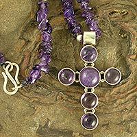 Amethyst cross necklace,