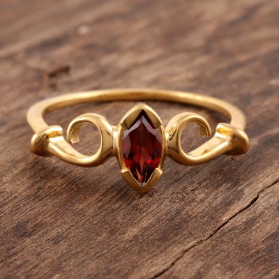 Vermeil Solitaire Garnet Ring India Jewelry